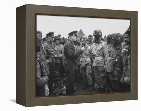 General Dwight D. Eisenhower Talking with Soldiers of the 101st Airborne Division-Stocktrek Images-Framed Premier Image Canvas