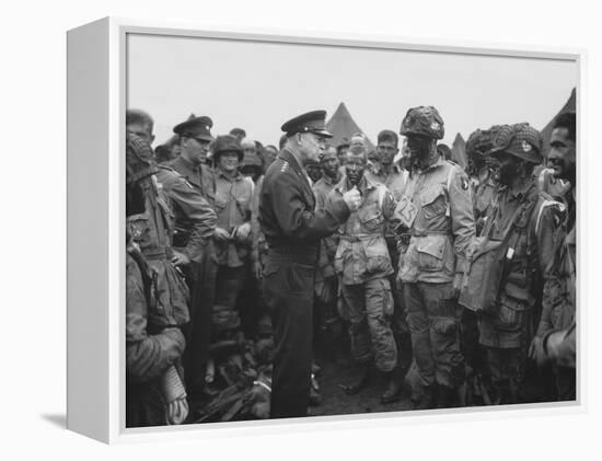General Dwight D. Eisenhower Talking with Soldiers of the 101st Airborne Division-Stocktrek Images-Framed Premier Image Canvas