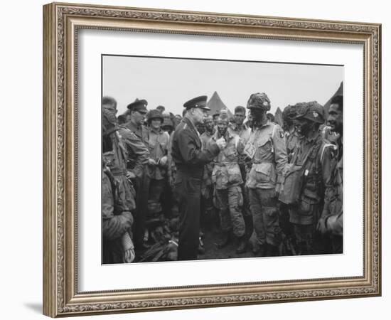 General Dwight D. Eisenhower Talking with Soldiers of the 101st Airborne Division-Stocktrek Images-Framed Photographic Print