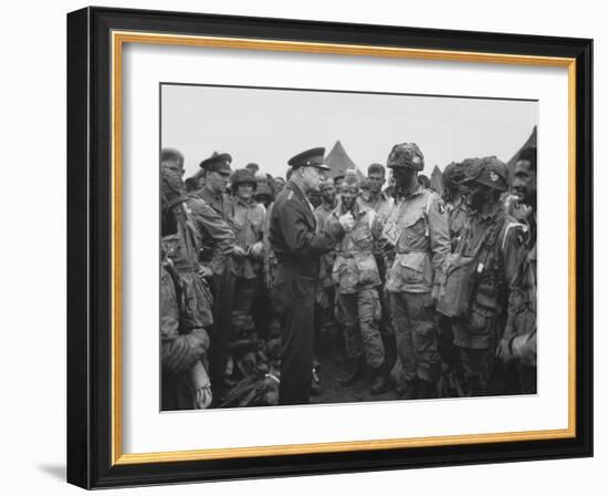 General Dwight D. Eisenhower Talking with Soldiers of the 101st Airborne Division-Stocktrek Images-Framed Photographic Print