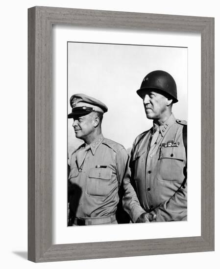 General Dwight Eisenhower, General George Patton, 1940's-null-Framed Photo