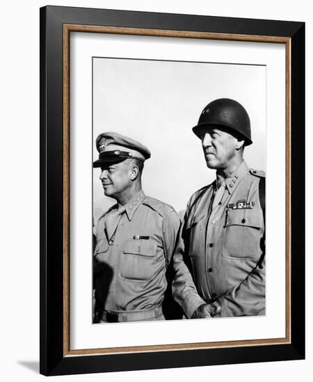 General Dwight Eisenhower, General George Patton, 1940's-null-Framed Photo