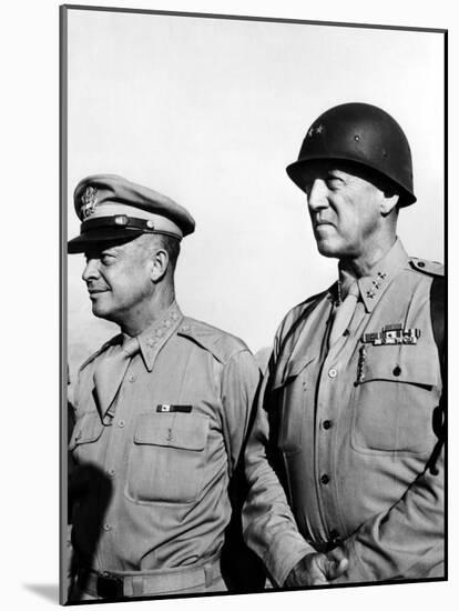 General Dwight Eisenhower, General George Patton, 1940's-null-Mounted Photo