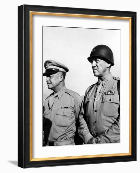 General Dwight Eisenhower, General George Patton, 1940's-null-Framed Photo