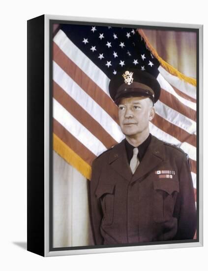 General Dwight Eisenhower, Supreme Commander Allied Expeditionary Force. Ca. 1943, World War 2-null-Framed Stretched Canvas