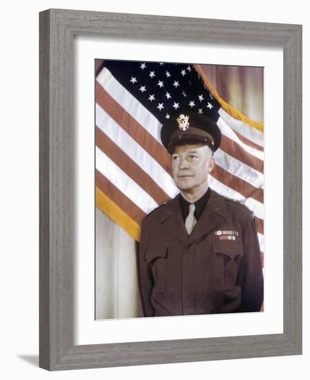 General Dwight Eisenhower, Supreme Commander Allied Expeditionary Force. Ca. 1943, World War 2-null-Framed Photo