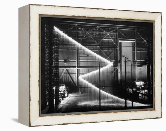 General Electric Lab, Creating Artificial Lightning to Study Its Behavior-Andreas Feininger-Framed Premier Image Canvas