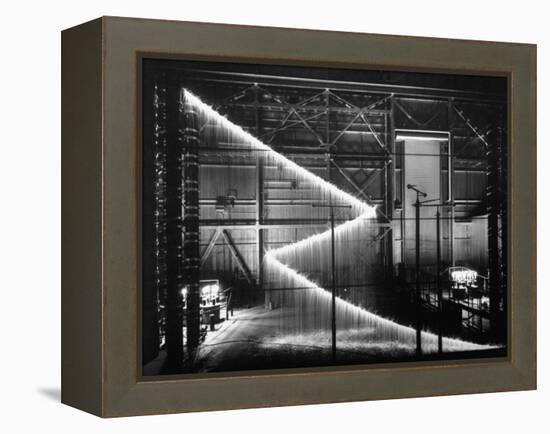 General Electric Lab, Creating Artificial Lightning to Study Its Behavior-Andreas Feininger-Framed Premier Image Canvas