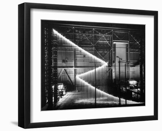 General Electric Lab, Creating Artificial Lightning to Study Its Behavior-Andreas Feininger-Framed Photographic Print