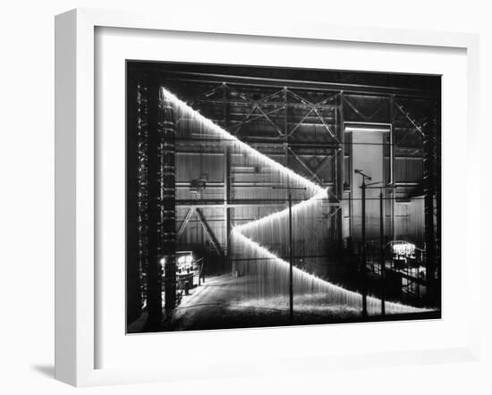 General Electric Lab, Creating Artificial Lightning to Study Its Behavior-Andreas Feininger-Framed Photographic Print