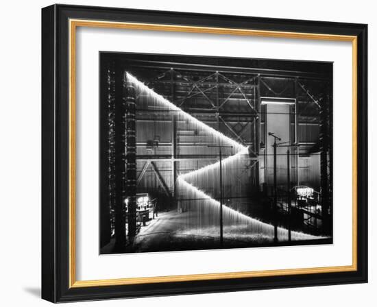 General Electric Lab, Creating Artificial Lightning to Study Its Behavior-Andreas Feininger-Framed Photographic Print