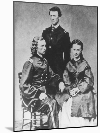 General George A. Custer (1839-76) with His Wife, Elizabeth, and His Brother, Tom (B/W Photo)-Mathew Brady-Mounted Giclee Print