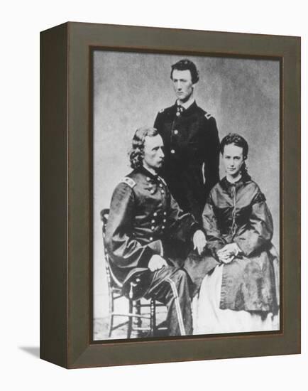 General George A. Custer (1839-76) with His Wife, Elizabeth, and His Brother, Tom (B/W Photo)-Mathew Brady-Framed Premier Image Canvas