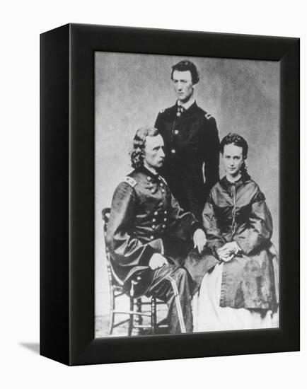 General George A. Custer (1839-76) with His Wife, Elizabeth, and His Brother, Tom (B/W Photo)-Mathew Brady-Framed Premier Image Canvas