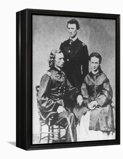 General George A. Custer (1839-76) with His Wife, Elizabeth, and His Brother, Tom (B/W Photo)-Mathew Brady-Framed Premier Image Canvas