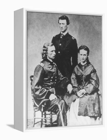 General George A. Custer (1839-76) with His Wife, Elizabeth, and His Brother, Tom (B/W Photo)-Mathew Brady-Framed Premier Image Canvas