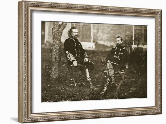 General George A. Custer and General Alfred Pleasonton, 1861-65-Mathew Brady-Framed Giclee Print