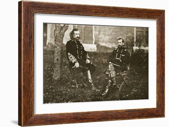 General George A. Custer and General Alfred Pleasonton, 1861-65-Mathew Brady-Framed Giclee Print