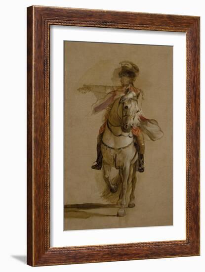 General George Augustus Eliott on a Grey Charger, Study for 'The Siege of Gibraltar'. C.1787-John Singleton Copley-Framed Premium Giclee Print