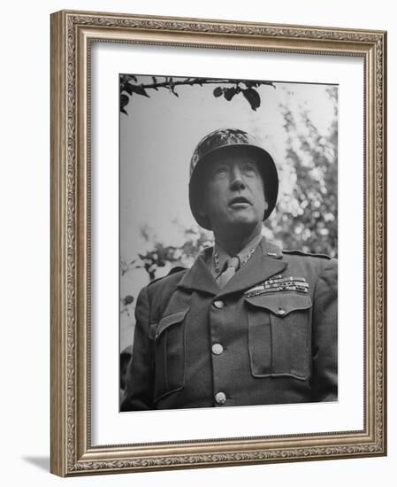 General George S. Patton in Normandy, France-Ralph Morse-Framed Photographic Print