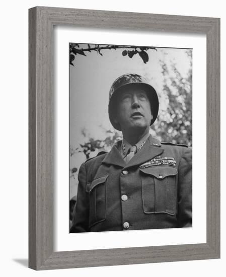 General George S. Patton in Normandy, France-Ralph Morse-Framed Photographic Print