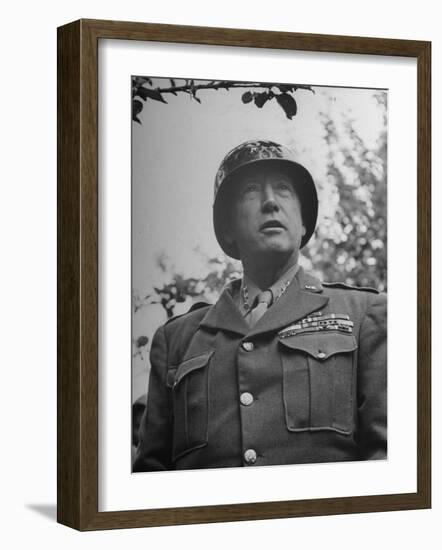 General George S. Patton in Normandy, France-Ralph Morse-Framed Photographic Print