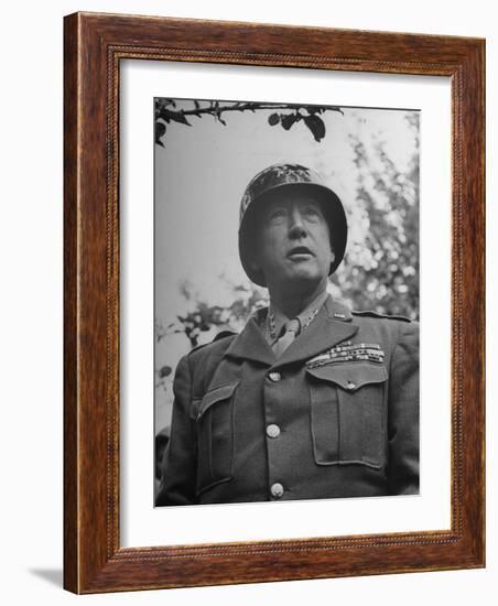 General George S. Patton in Normandy, France-Ralph Morse-Framed Photographic Print