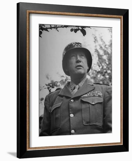 General George S. Patton in Normandy, France-Ralph Morse-Framed Photographic Print