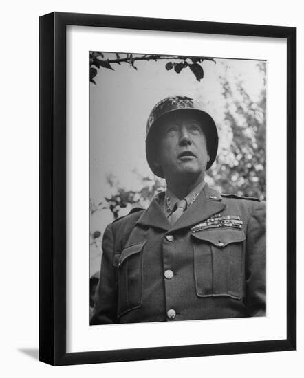 General George S. Patton in Normandy, France-Ralph Morse-Framed Photographic Print