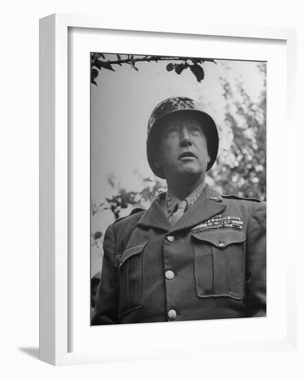 General George S. Patton in Normandy, France-Ralph Morse-Framed Photographic Print