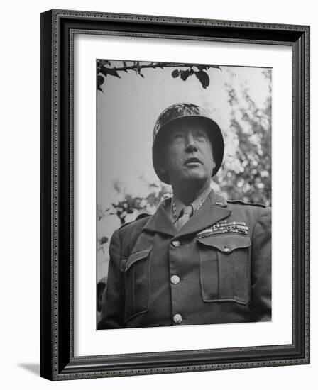 General George S. Patton in Normandy, France-Ralph Morse-Framed Photographic Print