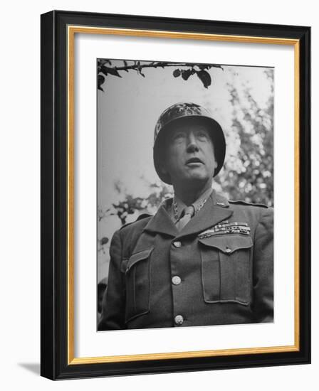 General George S. Patton in Normandy, France-Ralph Morse-Framed Photographic Print