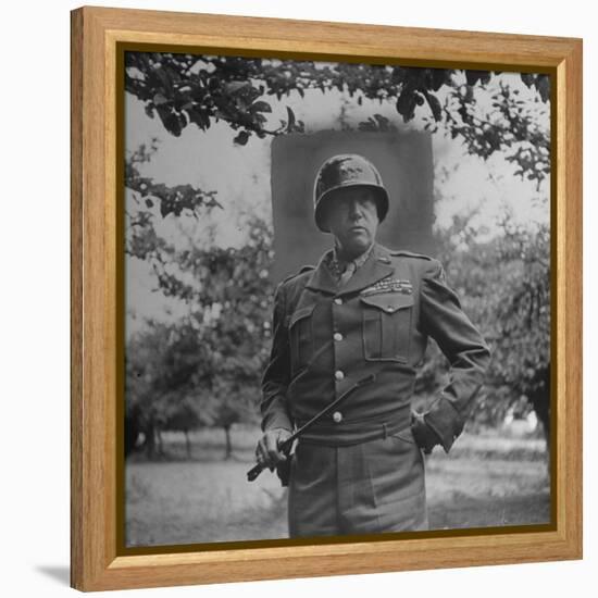 General George S. Patton in Normandy, France-Ralph Morse-Framed Premier Image Canvas