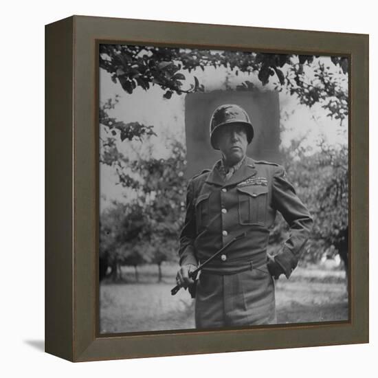 General George S. Patton in Normandy, France-Ralph Morse-Framed Premier Image Canvas