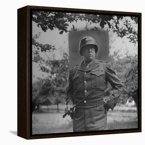 General George S. Patton in Normandy, France-Ralph Morse-Framed Premier Image Canvas