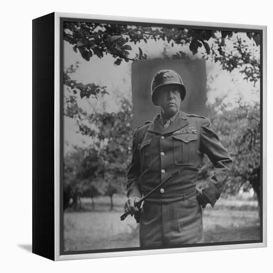 General George S. Patton in Normandy, France-Ralph Morse-Framed Premier Image Canvas