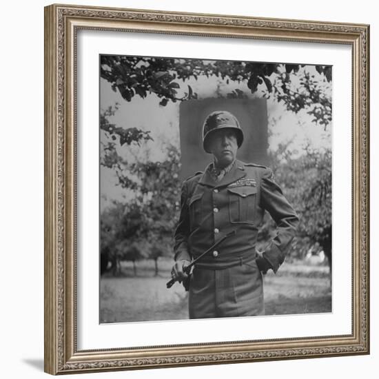 General George S. Patton in Normandy, France-Ralph Morse-Framed Photographic Print