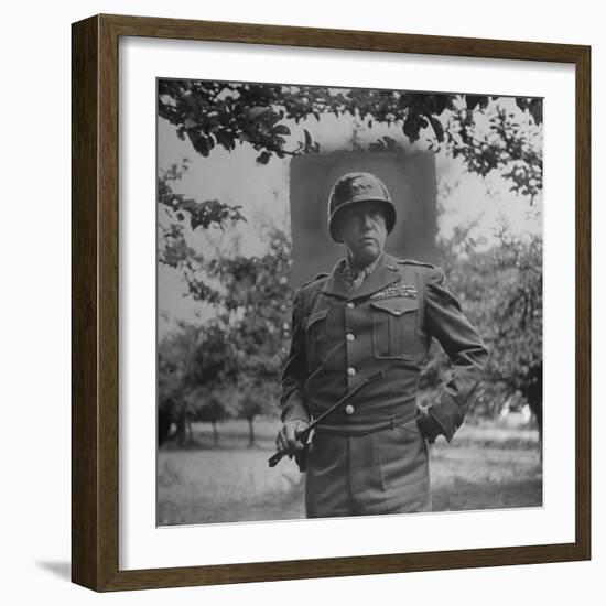 General George S. Patton in Normandy, France-Ralph Morse-Framed Photographic Print