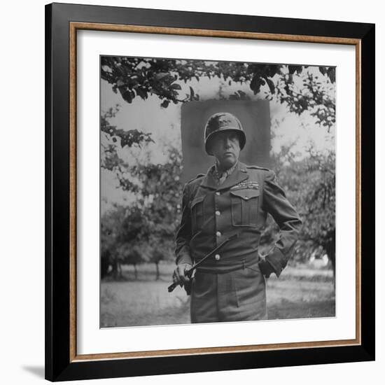 General George S. Patton in Normandy, France-Ralph Morse-Framed Photographic Print