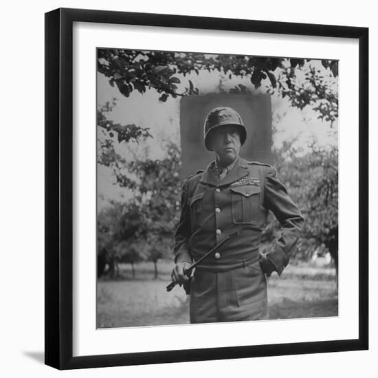 General George S. Patton in Normandy, France-Ralph Morse-Framed Photographic Print