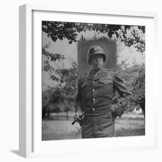 General George S. Patton in Normandy, France-Ralph Morse-Framed Photographic Print