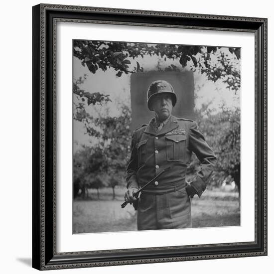 General George S. Patton in Normandy, France-Ralph Morse-Framed Photographic Print
