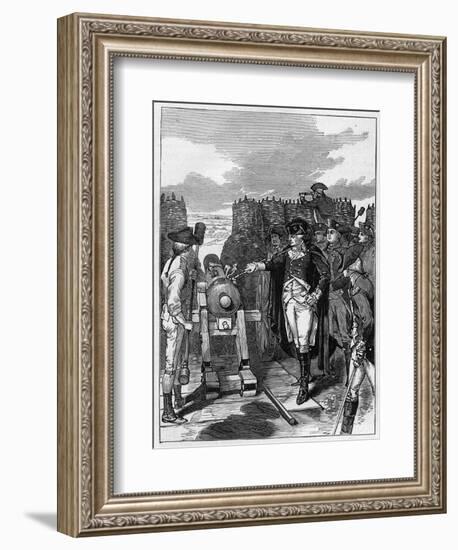 General George Washington and the first firing of the canon at the Siege of Yorktown in 1781-American School-Framed Giclee Print