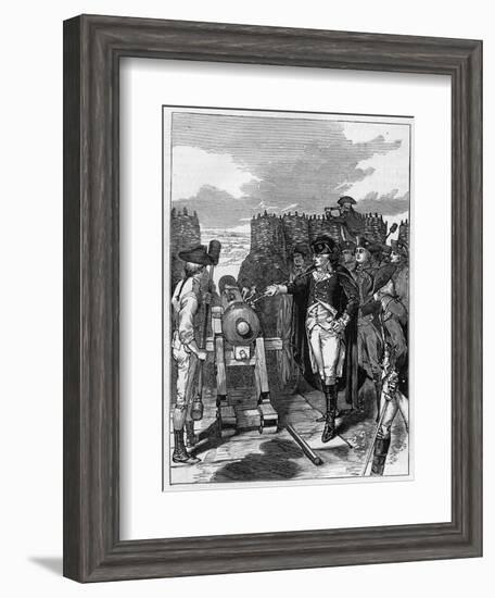 General George Washington and the first firing of the canon at the Siege of Yorktown in 1781-American School-Framed Giclee Print