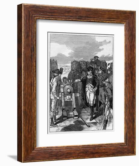 General George Washington and the first firing of the canon at the Siege of Yorktown in 1781-American School-Framed Giclee Print