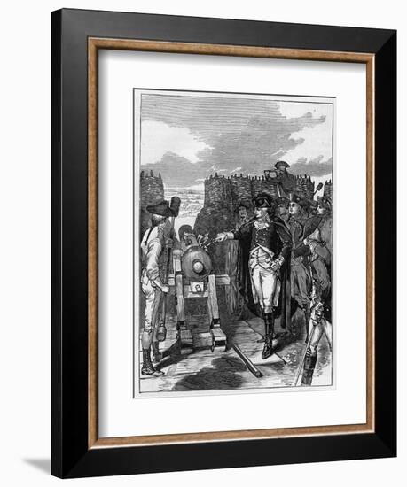 General George Washington and the first firing of the canon at the Siege of Yorktown in 1781-American School-Framed Giclee Print