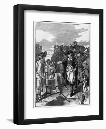 General George Washington and the first firing of the canon at the Siege of Yorktown in 1781-American School-Framed Giclee Print