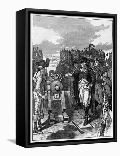 General George Washington and the first firing of the canon at the Siege of Yorktown in 1781-American School-Framed Premier Image Canvas