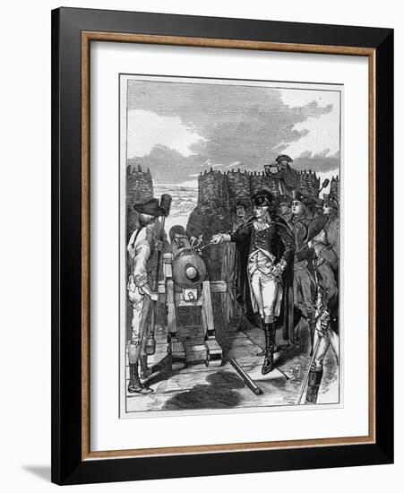 General George Washington and the first firing of the canon at the Siege of Yorktown in 1781-American School-Framed Giclee Print