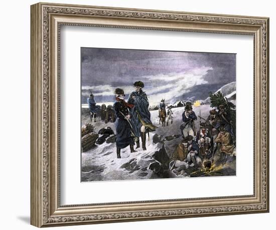 General George Washington and the Marquis de Lafayette at Valley Forge Winter Camp-null-Framed Giclee Print